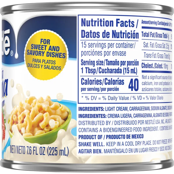 Nutritional Facts of Media Crema