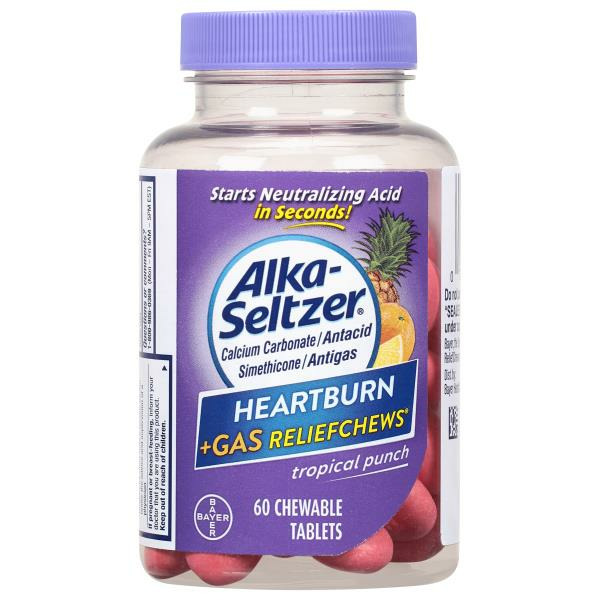 Alka-Seltzer Heartburn +Gas Reliefchews, Chewable Caplets, Tropical ...